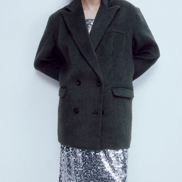 H&M Divided Oversized Double Breasted Gray Blazer SZ M NEW - Picture 1 of 5